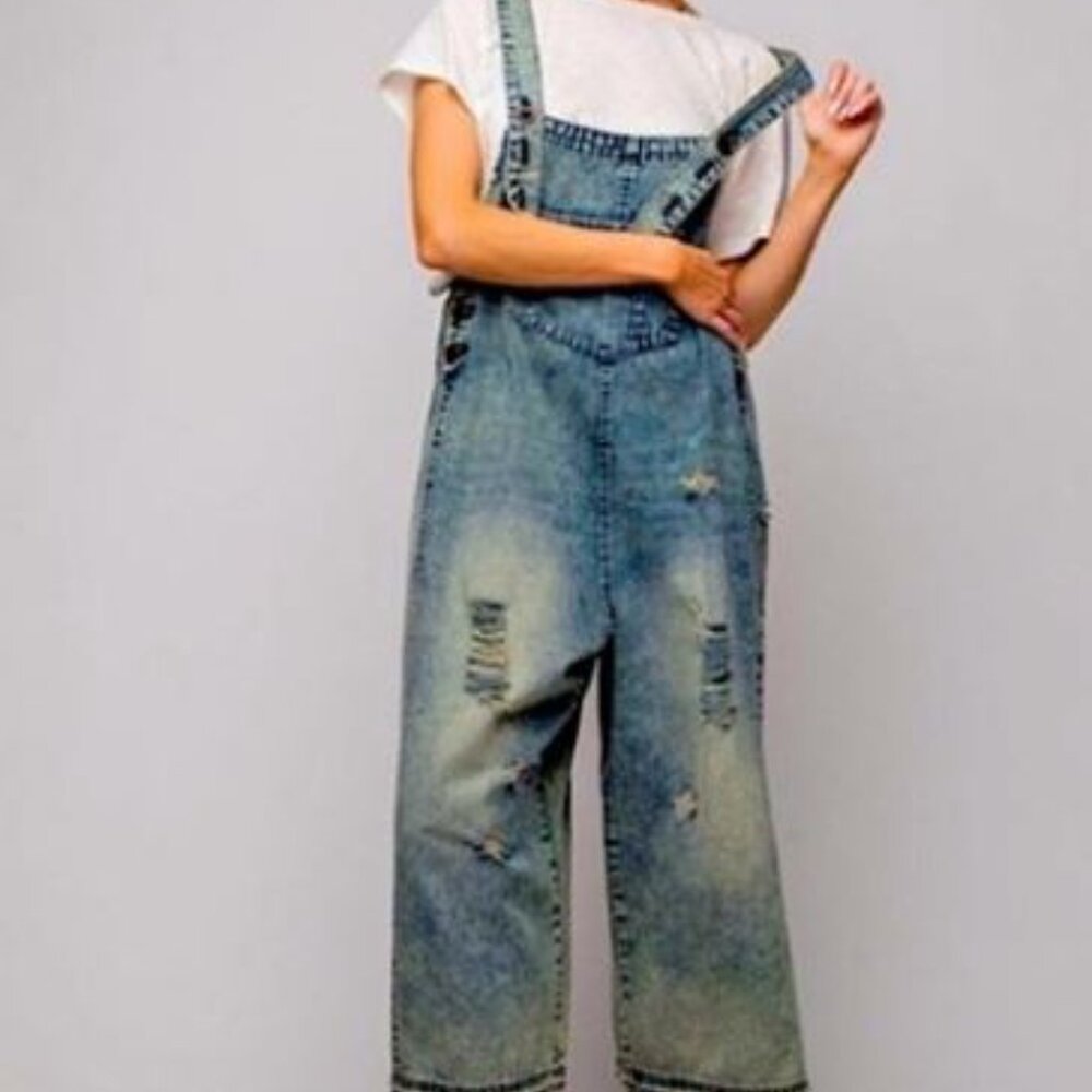 Easel Blue Denim Overalls